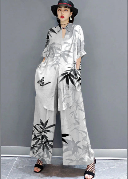 Boho Rotes Peter Pan Kragen Hemd weite Beinhose Satin Zweiteiler Set Frühling