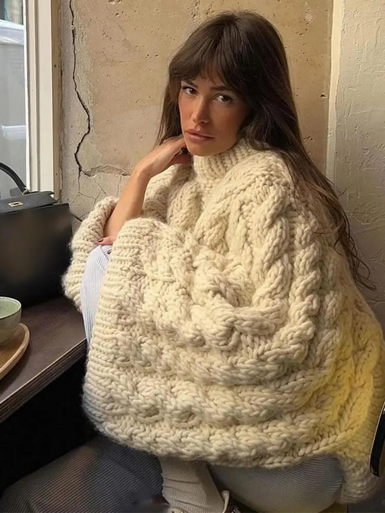Bell-sleeve loose knit sweater