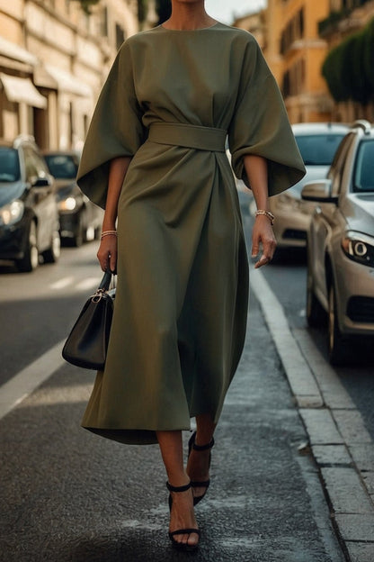 Women's Elegant Solid Color Waist Dress