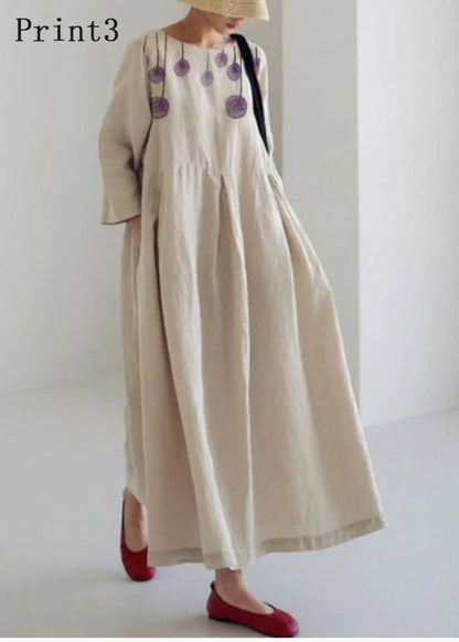 Apricot-Print1 Baumwolle Kleider Taschen Patchwork Frühling