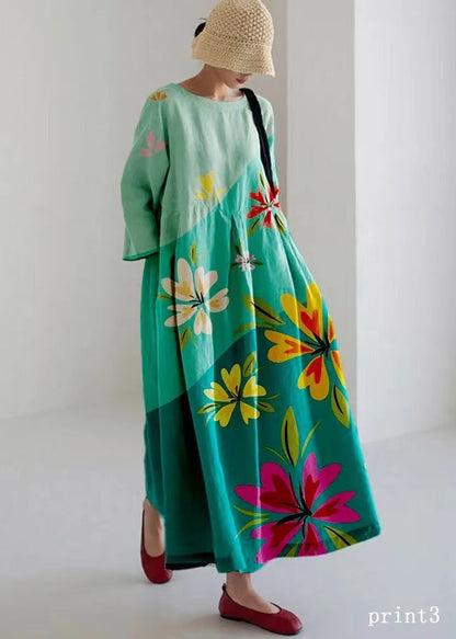 2024 Regenbogendruck Baumwollkleider Taschen Patchwork Frühling