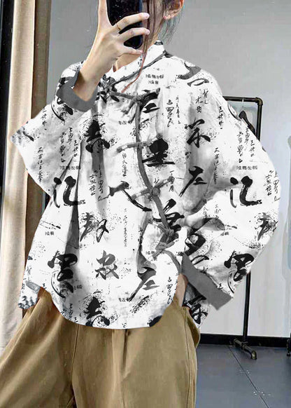 Einfache rosa asymmetrische Print Leinen Bluse Tops Frühling