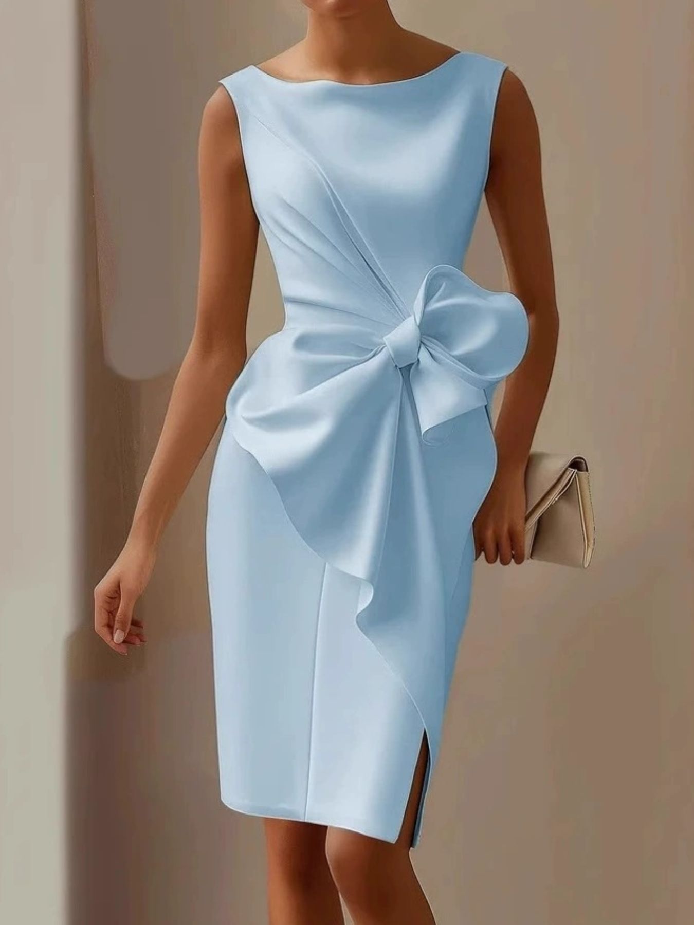 Bow Front Sleeveless Plus Size Dress
