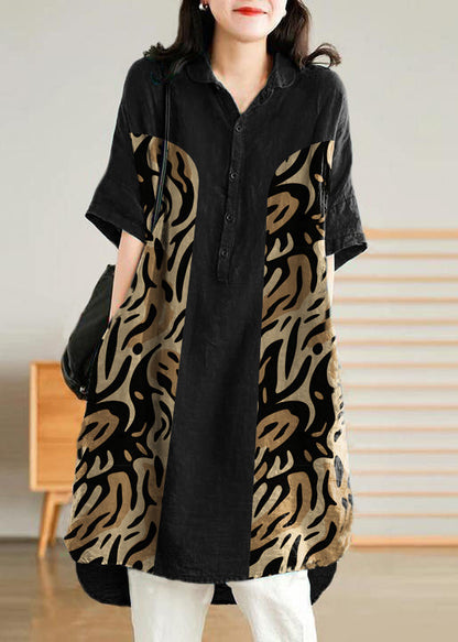 Jadegrünes Leinen-Hemdkleid für Damen