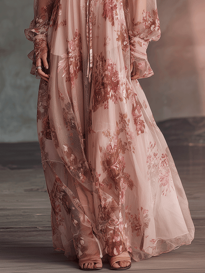Bohemian Floral Chiffon Maxi Dress