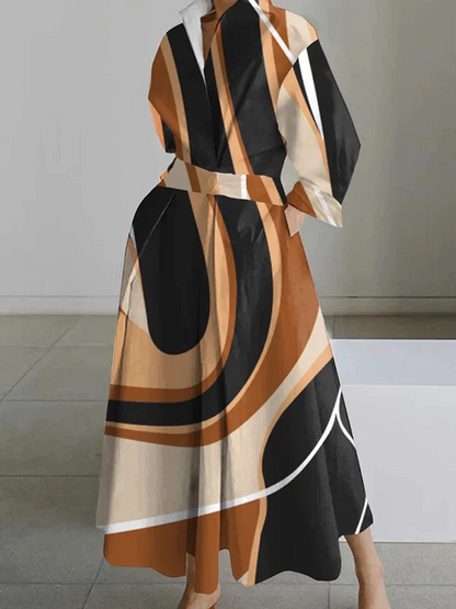 2024 White-Word Peter Pan Kragen Taschen Baumwolle Kleid Langarm