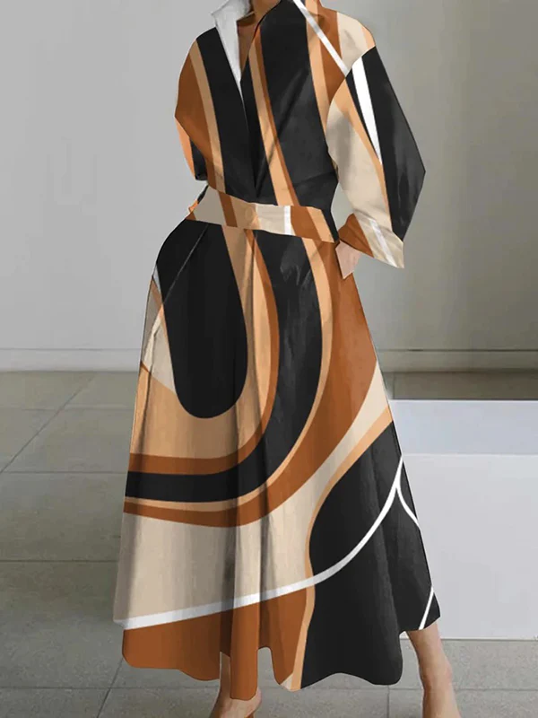 2024 Weiß-große Punkte Peter Pan Kragen Taschen Baumwolle Kleid Langarm