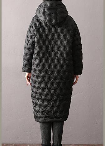 Warm Plus Size Winter Coats Black Hooded Zippered Parkas For Women - SooLinen