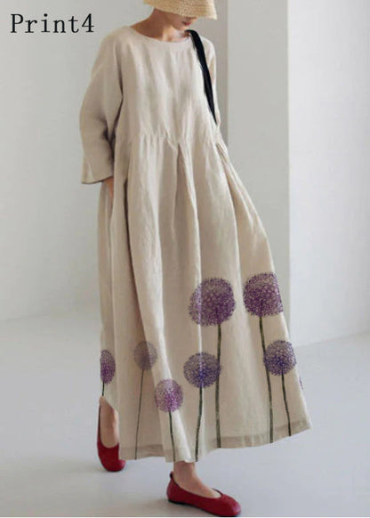 Apricot-Print4 Baumwollkleider Taschen Patchwork Frühling