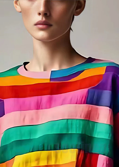 Tailliertes mehrfarbig gestreiftes Patchwork-Baumwoll-Tanktop für den Sommer