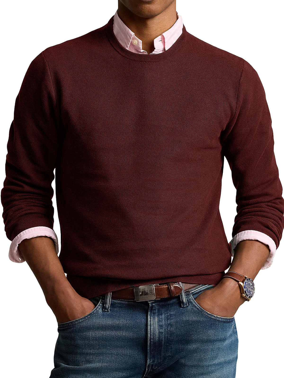 Men's Fashionable Retro Round Neck Long Sleeve Sweater