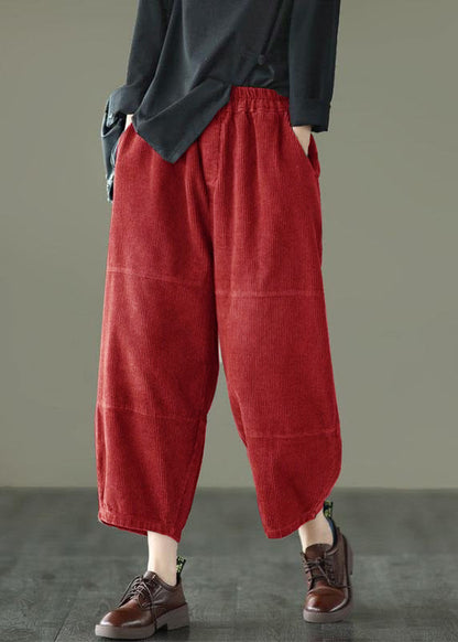 Bio-Schokoladenbraune Cordhose mit hoher Taille und weitem Bein