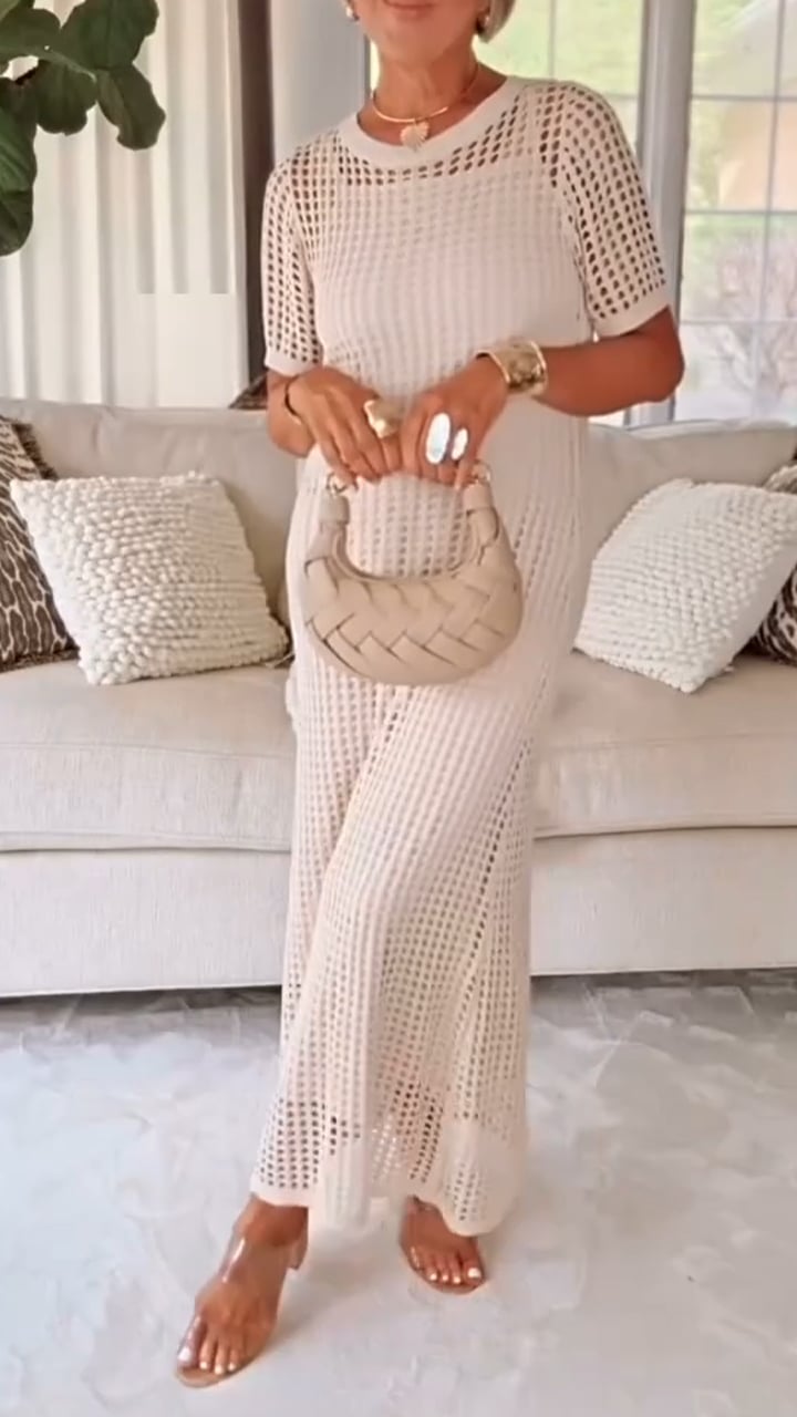 Women’s Round Neck Hollow Air Quality Two-Piece Dress