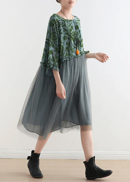 2024 Purple Tull Maxi dresses patchwork chiffon Summer Dresses