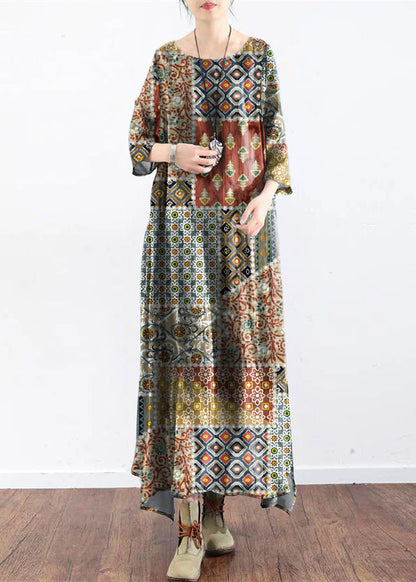 die meerblauen Seidenkleider mit Print, lässige lange Seidenkaftane in Übergröße, übergroße Kleider mit Armbandärmeln