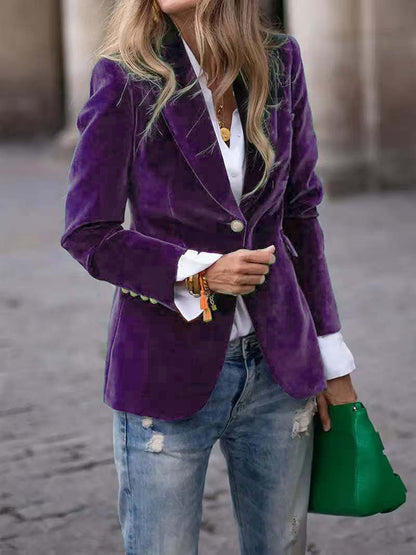 Women's Autumn and Winter Fashion Velvet Blazer