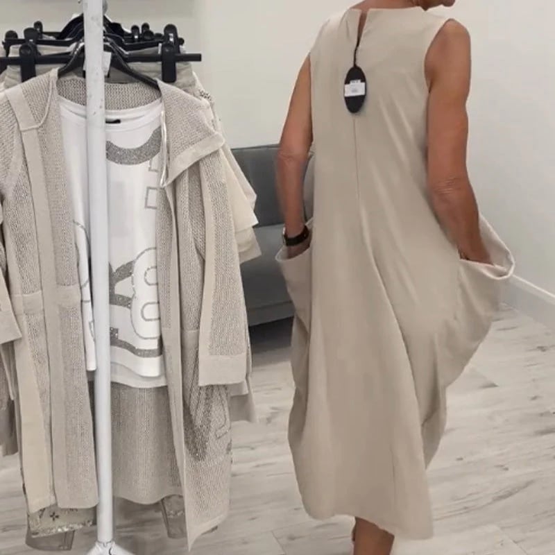 Sleeveless Pocket Midi Dress