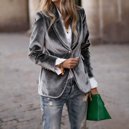 Women's Autumn and Winter Fashion Velvet Blazer