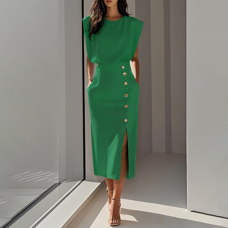 Women's Elegant Split Midi Dress