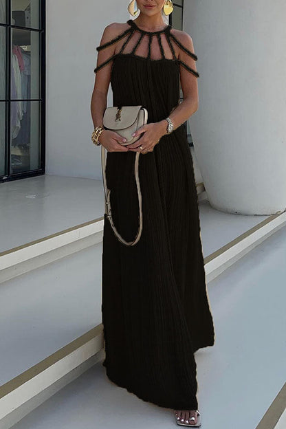 BRAIDED LINEN COVER-UP MAXI DRESS