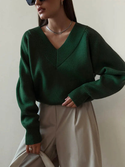 V-Neck Off-the-Shoulder Oversized Sweater