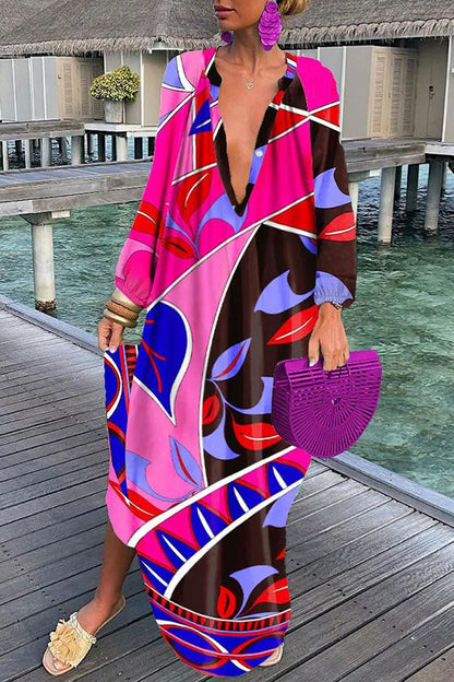 ABSTRACT BUTTON SHIRT DRESS