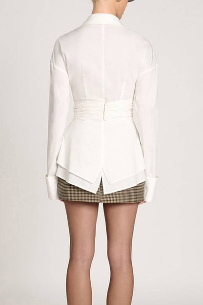 Chic Commuting Waist-Cinch Shirt