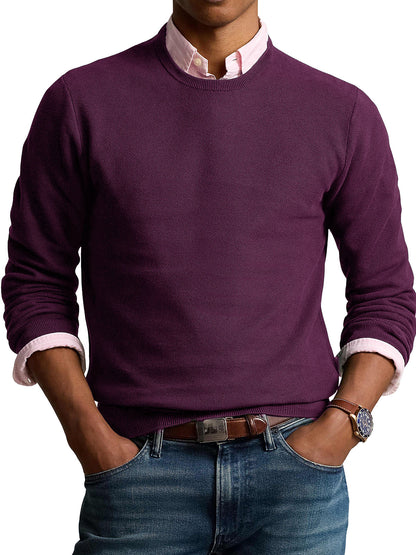 Men's Fashionable Retro Round Neck Long Sleeve Sweater