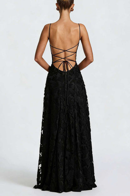 Lace Hollow Sleeveless Maxi Dress