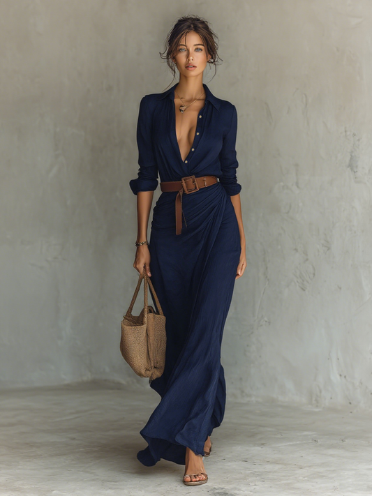 Aphrodite Silken Maxi Dress (Includes belt)