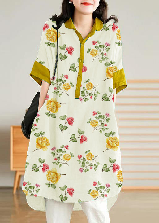 Jadegrünes Leinen-Hemdkleid für Damen