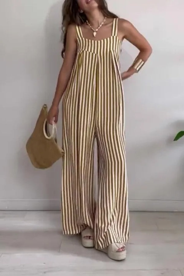 Women's Loose Casual Striped Jumpsuit