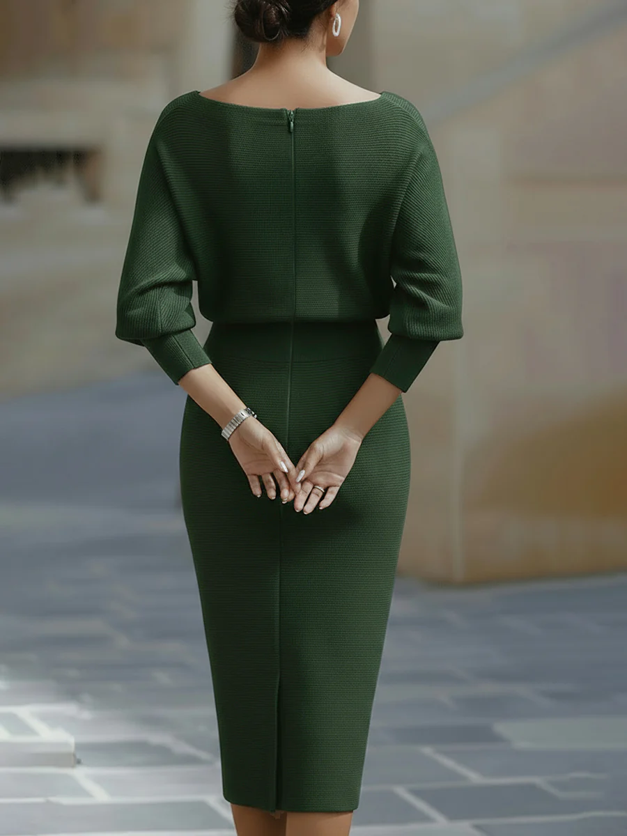 White Draped Batwing Midi Dress