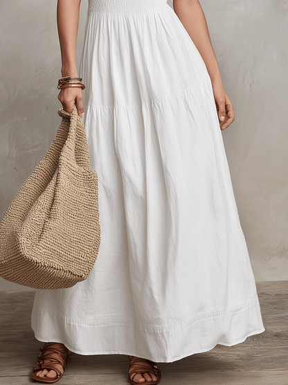 Bohemian White  Button-Front Maxi Dress