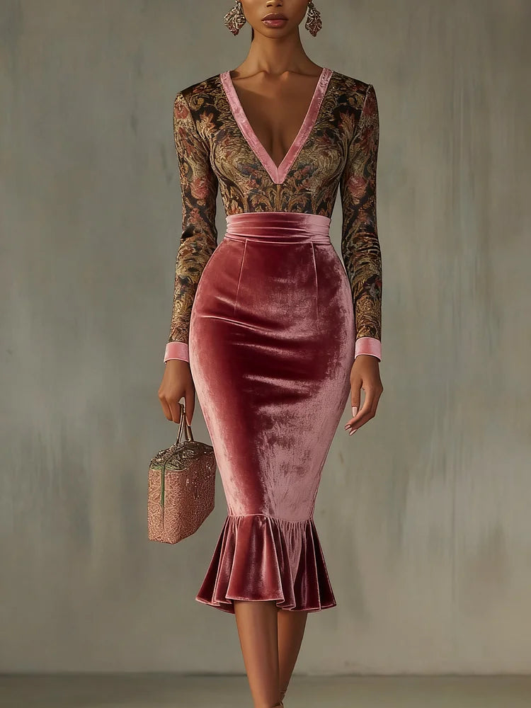 Leopard V-Neck Mermaid Dress