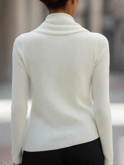 Draped Cowl Neck Long-Sleeve Top