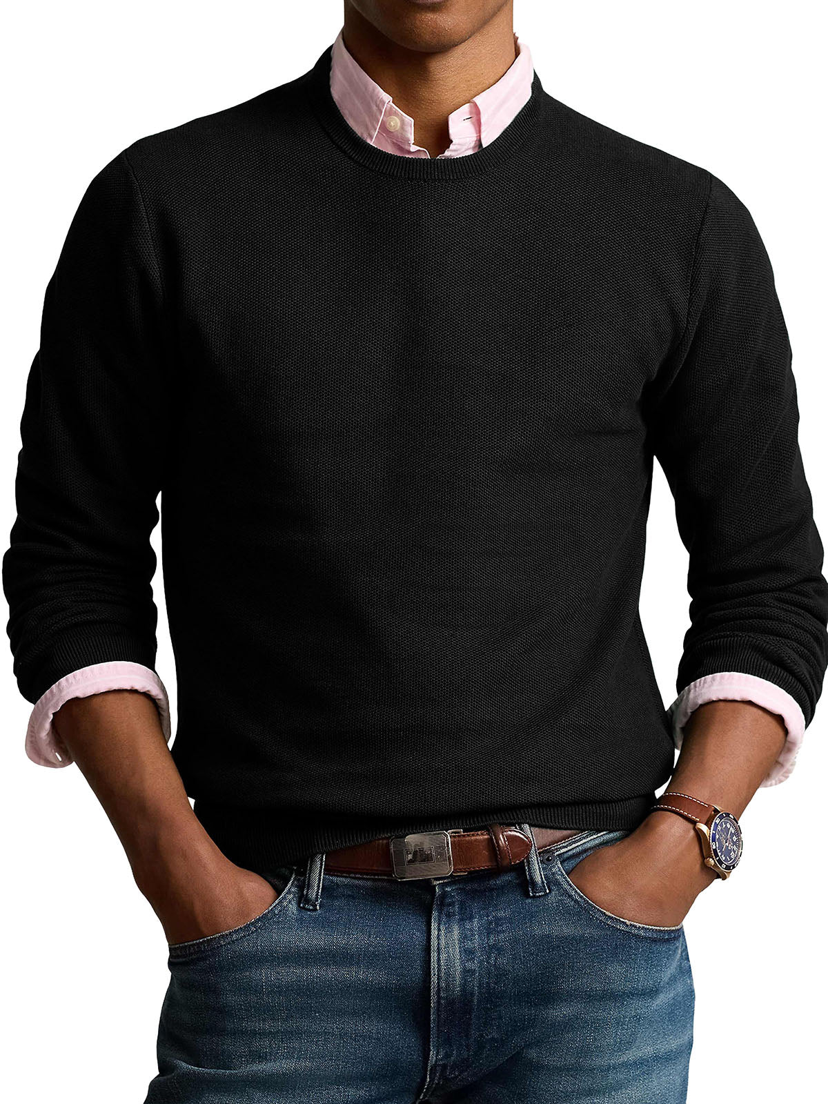 Men's Fashionable Retro Round Neck Long Sleeve Sweater