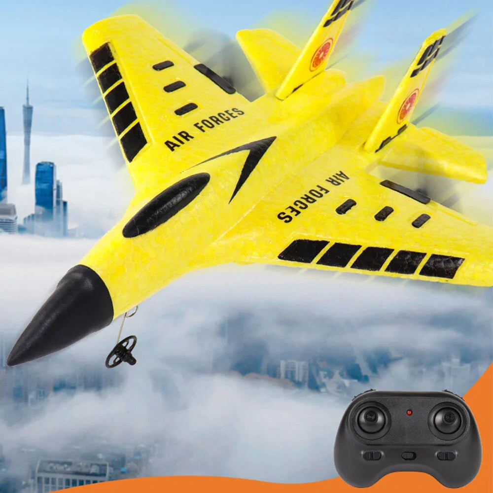 Built-in Gyro With LED Light EPP Foam RC Airplane Fighter Glider RTF for Beginners - Yellow