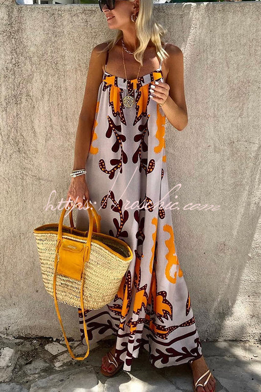 Ethnic Print Loose Cami Maxi Dress