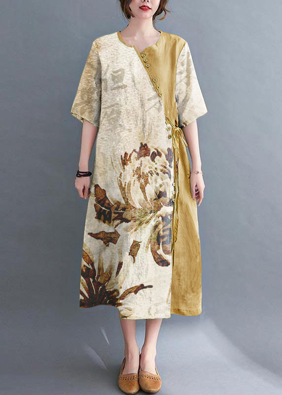 Lockeres grünes Maxi-Sommerkleid aus Chiffon mit Knöpfen