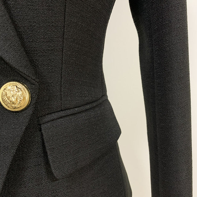 Double-breasted button-down suit jacket