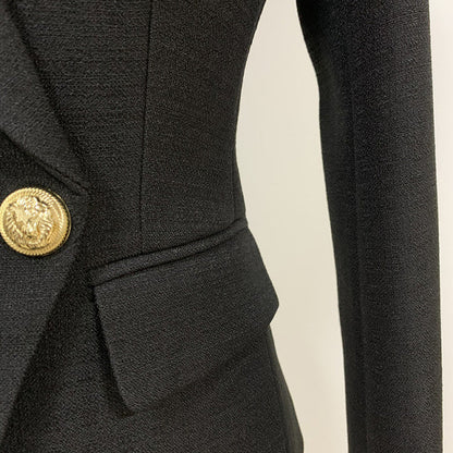 Double-breasted button-down suit jacket