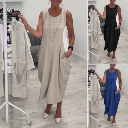 Sleeveless Pocket Midi Dress