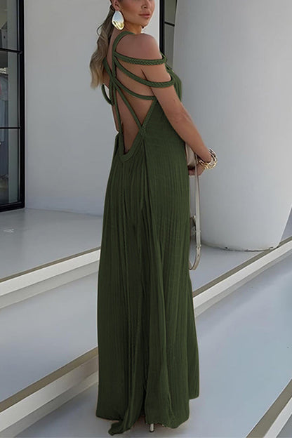 BRAIDED LINEN COVER-UP MAXI DRESS