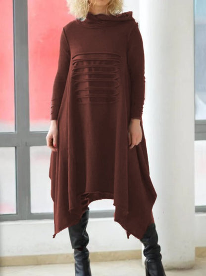 Black Hoodie Plain Casual Knitting Dress