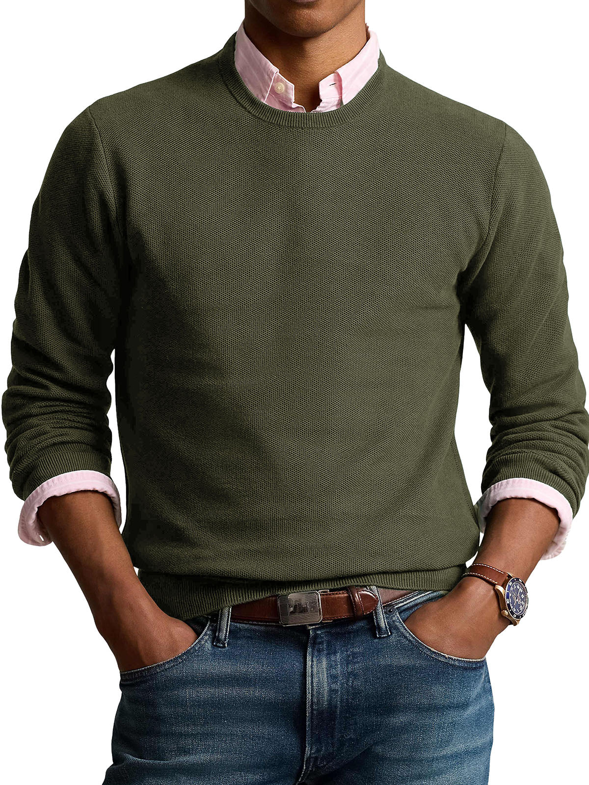 Men's Fashionable Retro Round Neck Long Sleeve Sweater