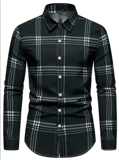 Men's Business Checkered Print Shirt
