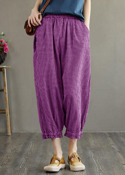 Boho Lila Taschen Sommer Leinenhose