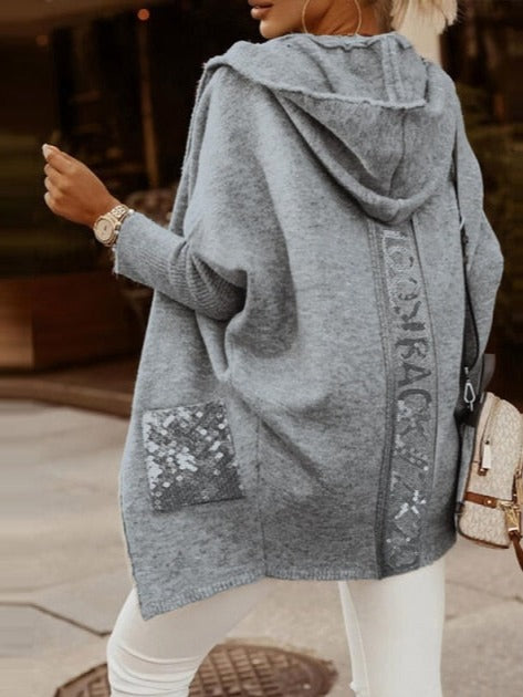 Street-Style Patchwork Letter Hooded Cape Coat