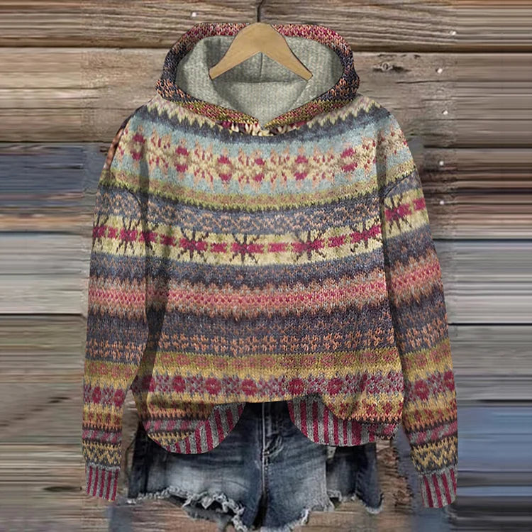 Sudadera con capucha retro étnica